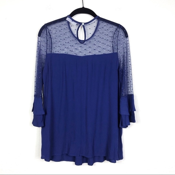 NWT Altar'd State Floral Lace Ruffle Sleeve Top S - Picture 3 of 6